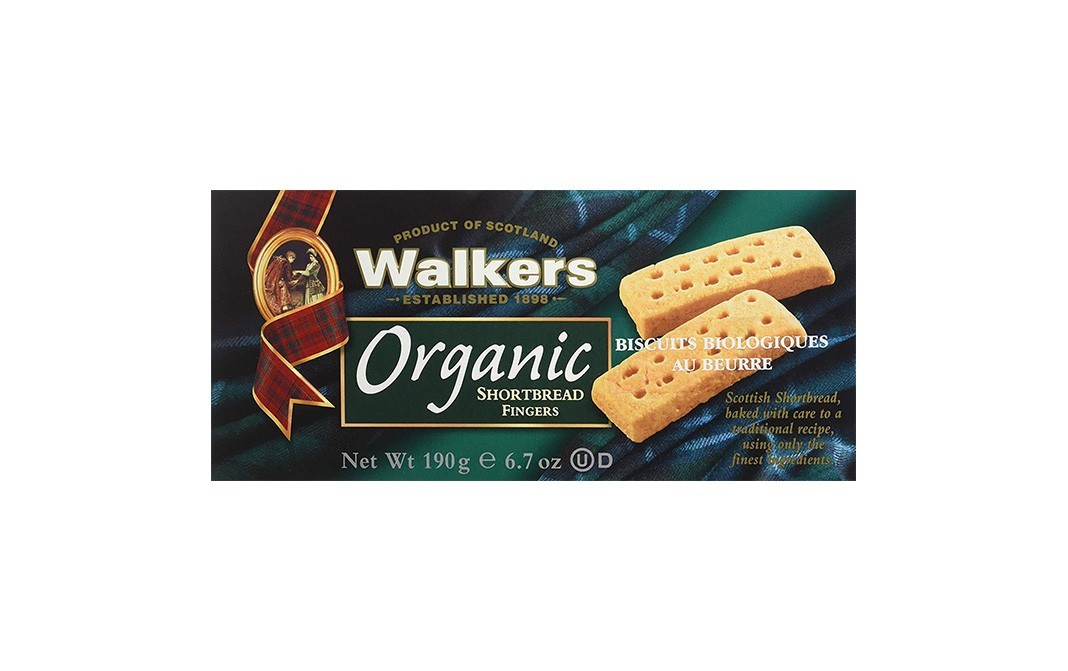 Walker's Organic Shortbread Fingers    Box  190 grams